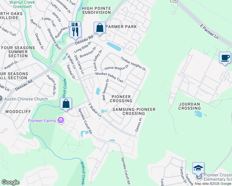 map of restaurants, bars, coffee shops, grocery stores, and more near 2009 Short Summer Drive in Austin