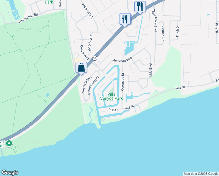 map of restaurants, bars, coffee shops, grocery stores, and more near 947 Gondolier Boulevard in Gulf Breeze