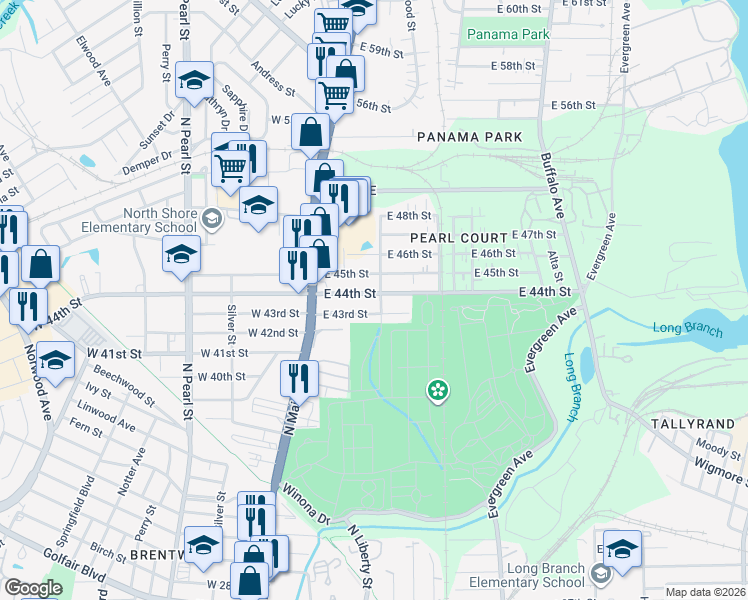 map of restaurants, bars, coffee shops, grocery stores, and more near 217 East 43rd Street in Jacksonville