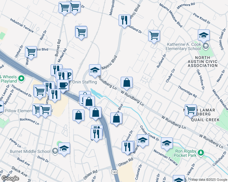 map of restaurants, bars, coffee shops, grocery stores, and more near 1901 West Loop in Austin