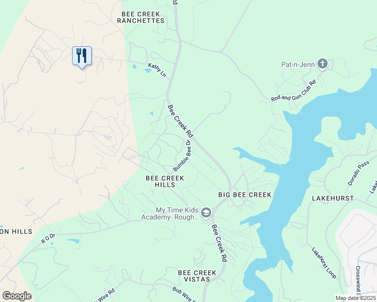 map of restaurants, bars, coffee shops, grocery stores, and more near 20516 Queen Bee Lane in Spicewood