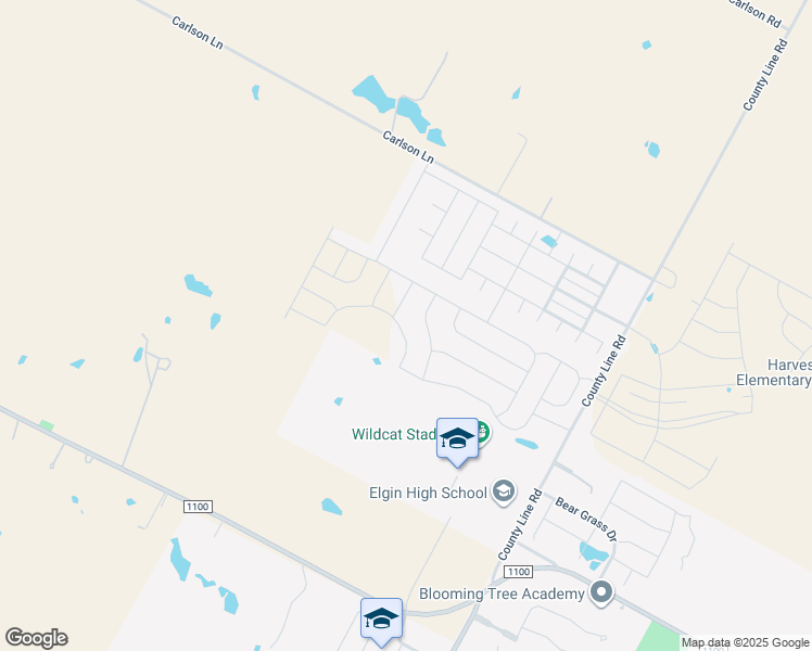 map of restaurants, bars, coffee shops, grocery stores, and more near 14004 Prospector Way in Elgin