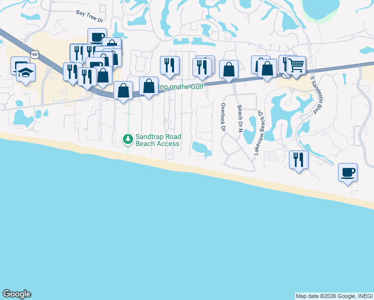 map of restaurants, bars, coffee shops, grocery stores, and more near 313 Rue Martine in Miramar Beach