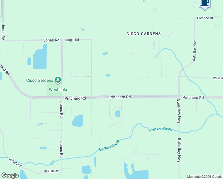 map of restaurants, bars, coffee shops, grocery stores, and more near 8401-8809 Pritchard Rd in Jacksonville