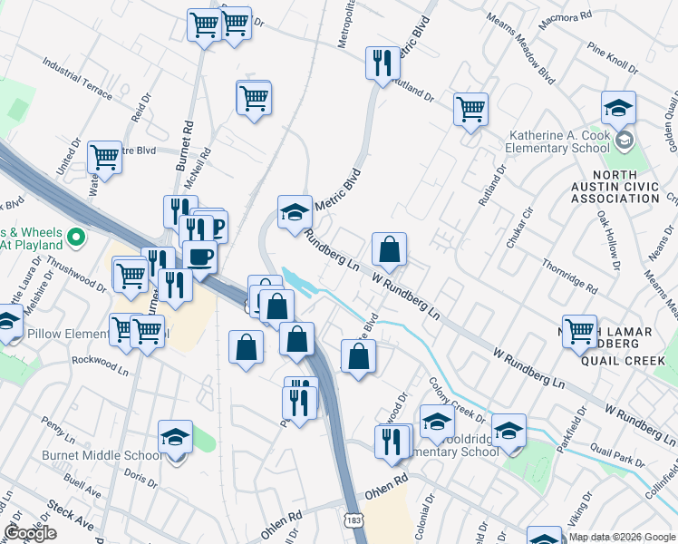 map of restaurants, bars, coffee shops, grocery stores, and more near 1901 West Loop in Austin