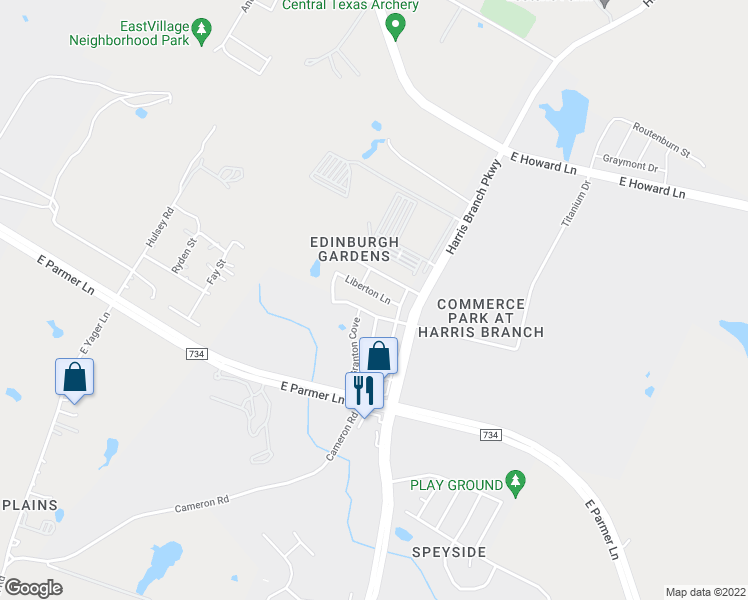 map of restaurants, bars, coffee shops, grocery stores, and more near 5621 Liberton Lane in Manor