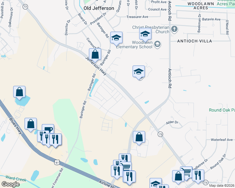 map of restaurants, bars, coffee shops, grocery stores, and more near 8319 Hattic Street in Baton Rouge