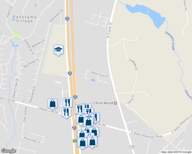 map of restaurants, bars, coffee shops, grocery stores, and more near 4517 Upland Circle Drive in Conroe
