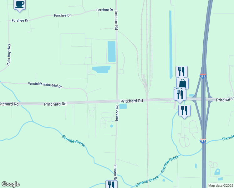 map of restaurants, bars, coffee shops, grocery stores, and more near 5560 Imeson Road in Jacksonville