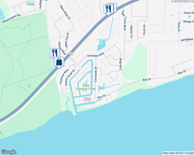 map of restaurants, bars, coffee shops, grocery stores, and more near 947 Coronado Drive in Gulf Breeze