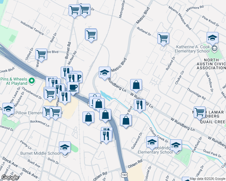 map of restaurants, bars, coffee shops, grocery stores, and more near 2002 West Loop in Austin