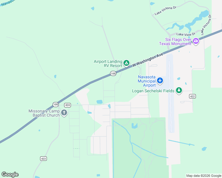 map of restaurants, bars, coffee shops, grocery stores, and more near 2966 Texas 105 in Navasota