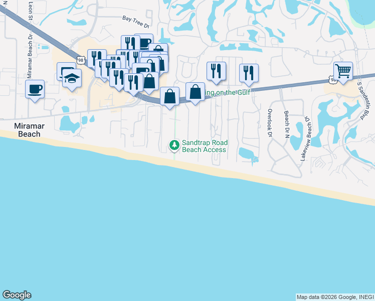 map of restaurants, bars, coffee shops, grocery stores, and more near 230 Tang-O-Mar Drive in Destin