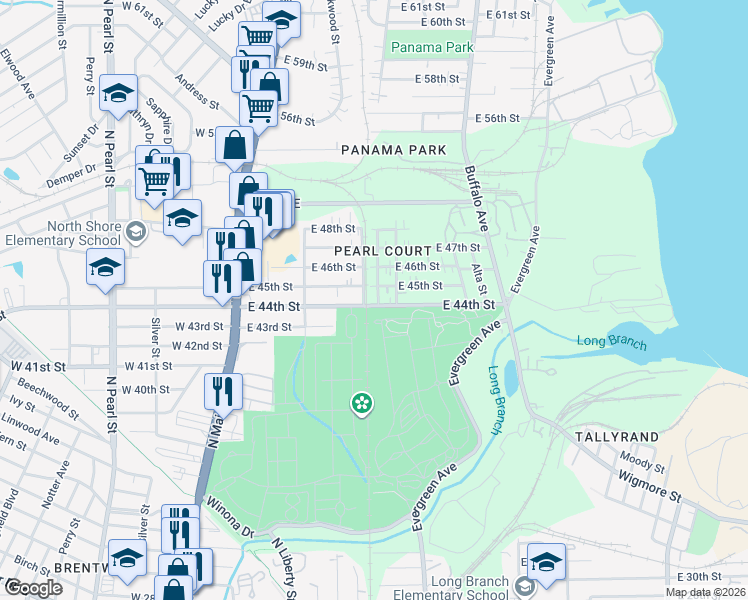 map of restaurants, bars, coffee shops, grocery stores, and more near 333 East 44th Street in Jacksonville