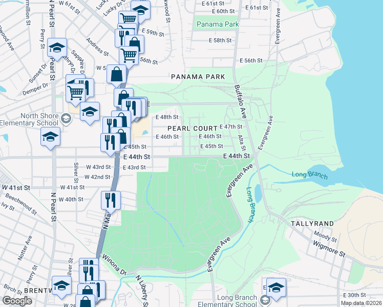map of restaurants, bars, coffee shops, grocery stores, and more near 351 East 45th Street in Jacksonville
