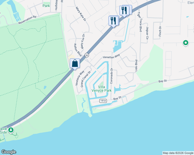 map of restaurants, bars, coffee shops, grocery stores, and more near 978 Aquamarine Drive in Gulf Breeze