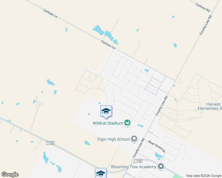map of restaurants, bars, coffee shops, grocery stores, and more near 14125 Boomtown Way in Elgin