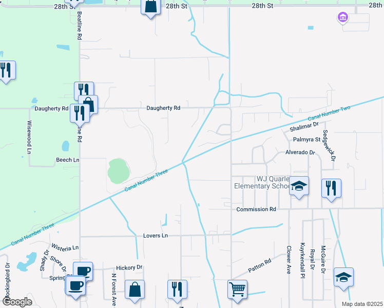 map of restaurants, bars, coffee shops, grocery stores, and more near 20025 Sunshine Drive in Long Beach