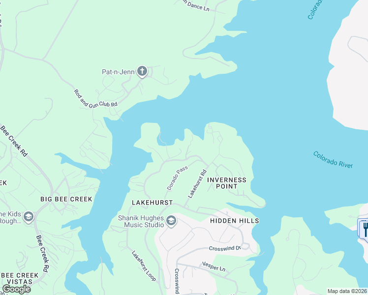 map of restaurants, bars, coffee shops, grocery stores, and more near 19831 Lakehurst Loop in Spicewood