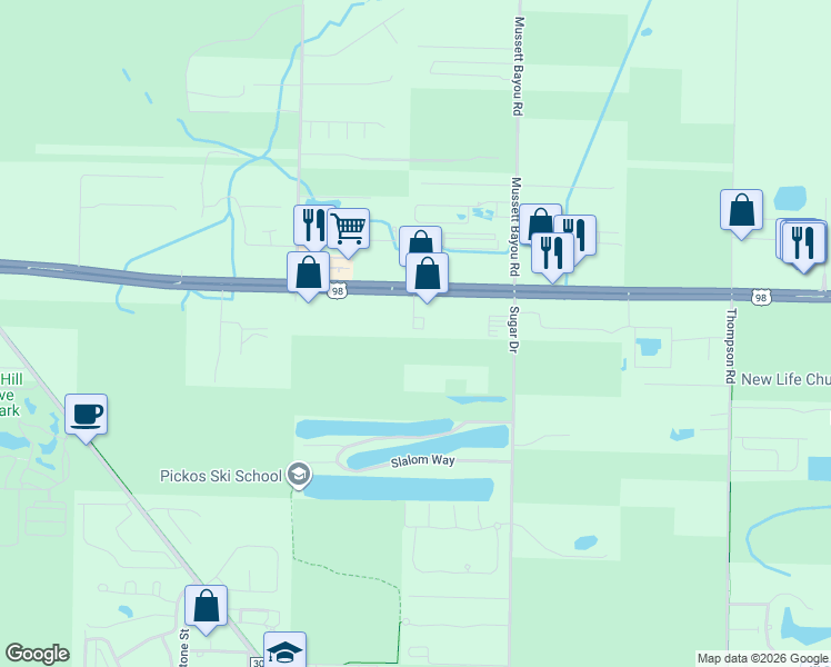 map of restaurants, bars, coffee shops, grocery stores, and more near 128 Southaven Circle in Santa Rosa Beach