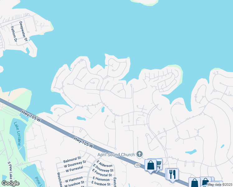 map of restaurants, bars, coffee shops, grocery stores, and more near 113 Harbour Town Drive in Montgomery