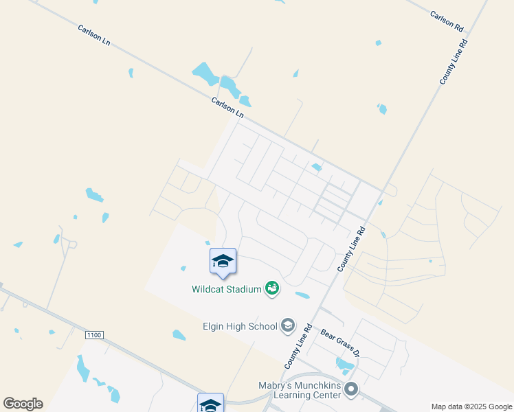 map of restaurants, bars, coffee shops, grocery stores, and more near 14125 Boomtown Way in Elgin