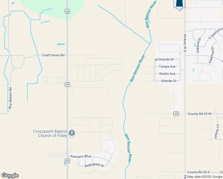 map of restaurants, bars, coffee shops, grocery stores, and more near 1090 Melbourne Ctourt in Foley