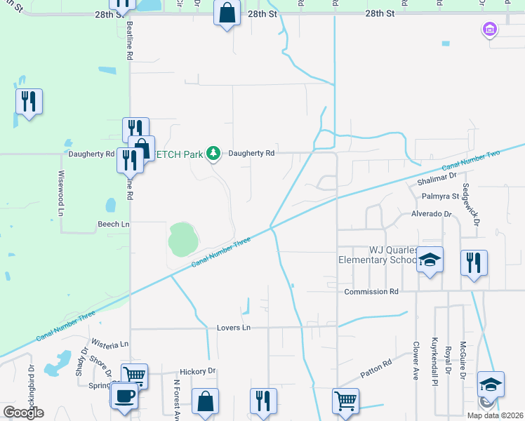 map of restaurants, bars, coffee shops, grocery stores, and more near 153 Via Don Ray Road in Long Beach