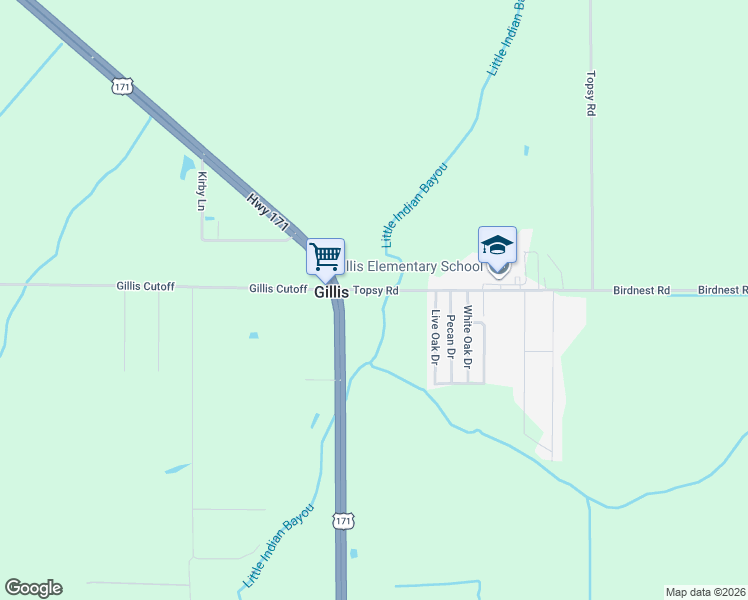 map of restaurants, bars, coffee shops, grocery stores, and more near 657 Topsy Rd in Lake Charles