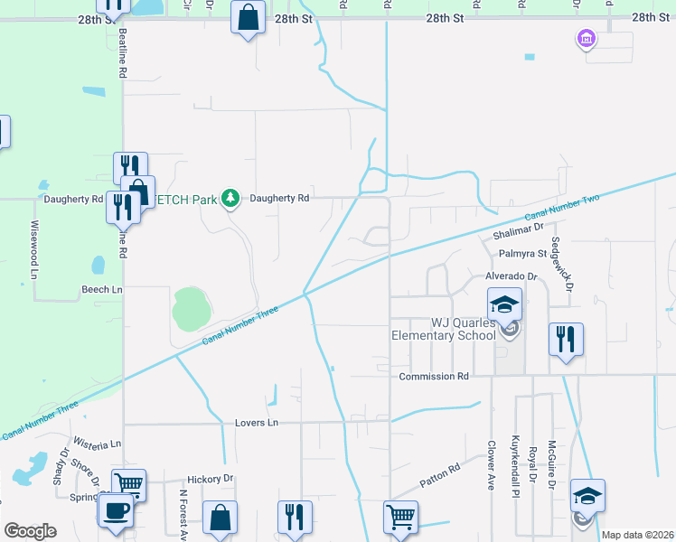map of restaurants, bars, coffee shops, grocery stores, and more near 20033 Sunshine Drive in Long Beach