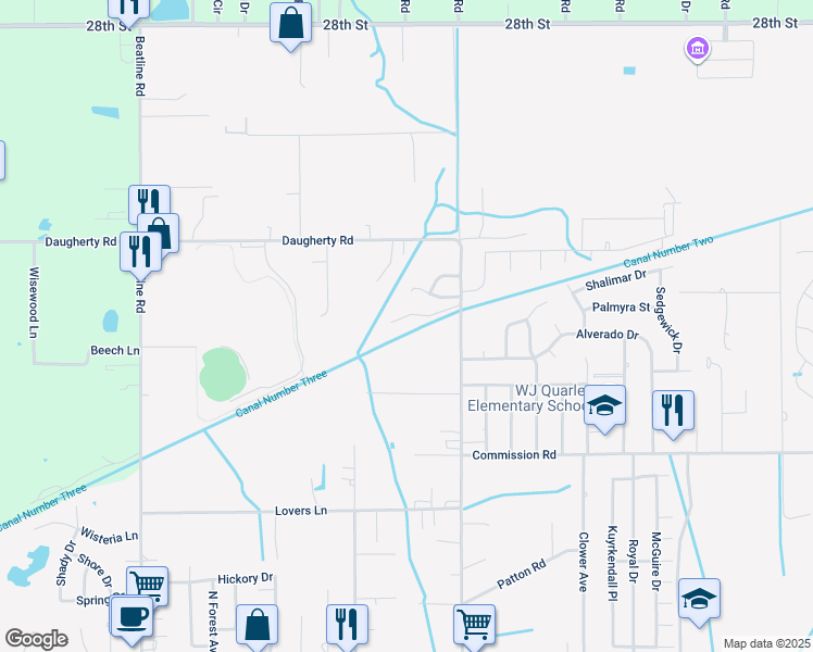 map of restaurants, bars, coffee shops, grocery stores, and more near 20033 Sunshine Drive in Long Beach