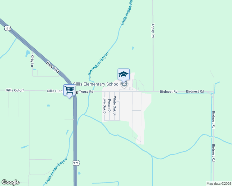 map of restaurants, bars, coffee shops, grocery stores, and more near 891 Topsy Road in Lake Charles