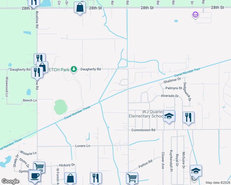 map of restaurants, bars, coffee shops, grocery stores, and more near 20035 Sunshine Drive in Long Beach