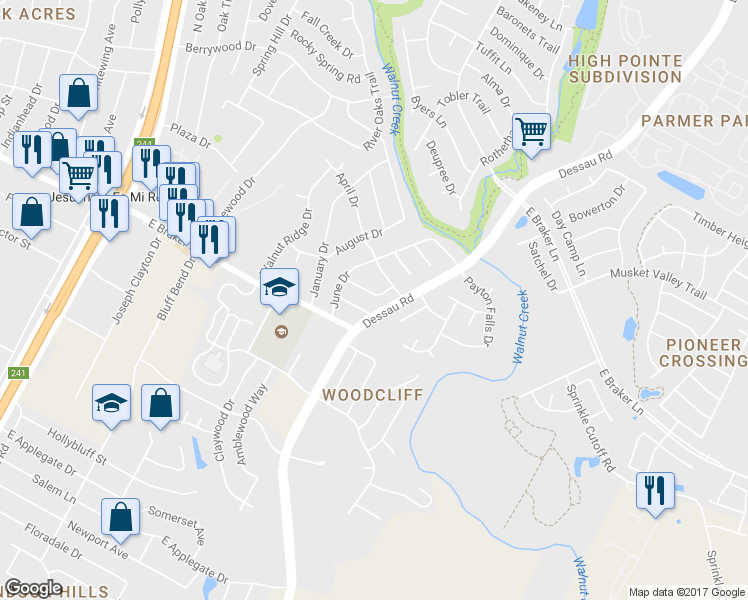 map of restaurants, bars, coffee shops, grocery stores, and more near 1311 September Drive in Austin