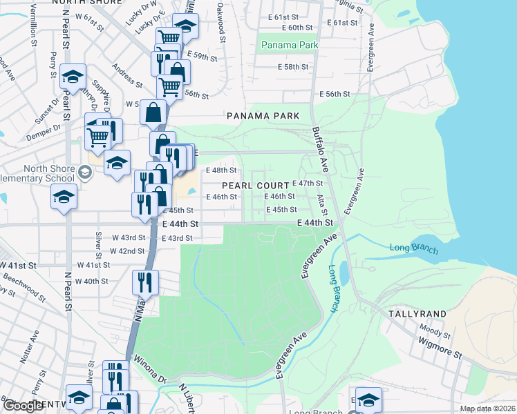 map of restaurants, bars, coffee shops, grocery stores, and more near 351 East 45th Street in Jacksonville
