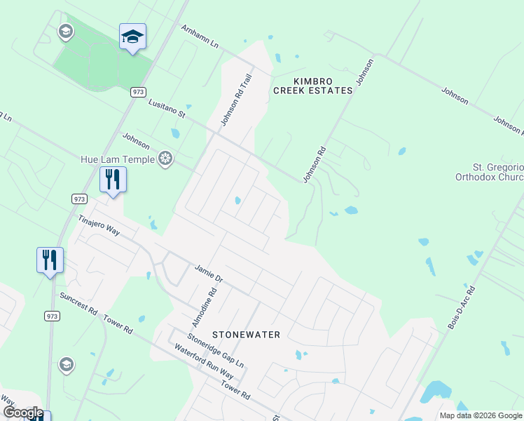 map of restaurants, bars, coffee shops, grocery stores, and more near 14907 Gypsum Mill Road in Manor