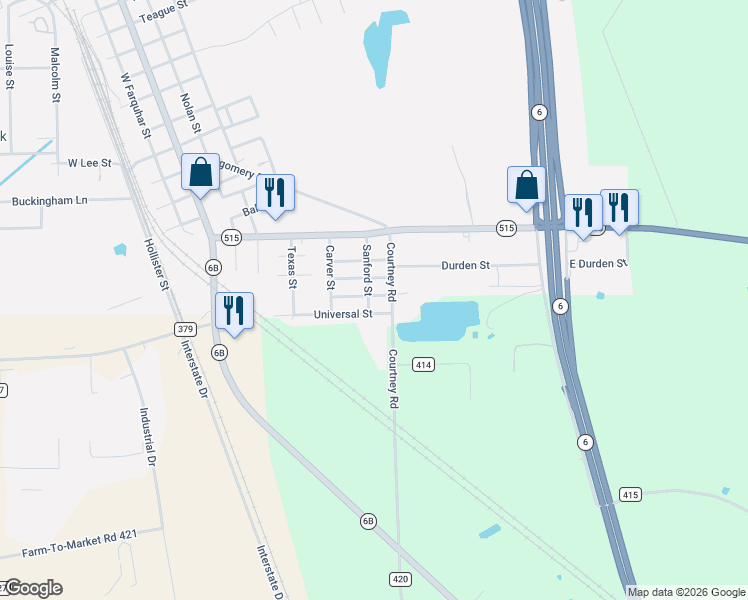 map of restaurants, bars, coffee shops, grocery stores, and more near 800 Radcliff Street in Navasota