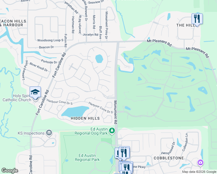 map of restaurants, bars, coffee shops, grocery stores, and more near 12264 Spiney Ridge Drive South in Jacksonville