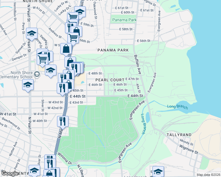 map of restaurants, bars, coffee shops, grocery stores, and more near 351 East 45th Street in Jacksonville