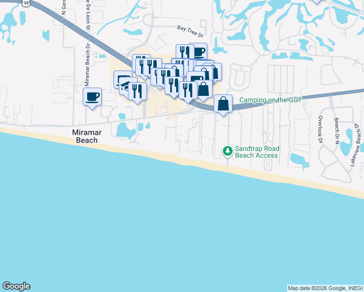 map of restaurants, bars, coffee shops, grocery stores, and more near 192 Norwood Drive in Destin