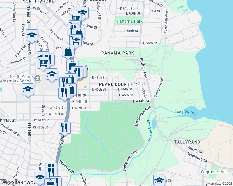 map of restaurants, bars, coffee shops, grocery stores, and more near 351 East 45th Street in Jacksonville