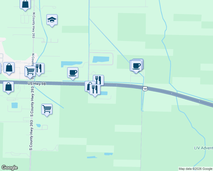 map of restaurants, bars, coffee shops, grocery stores, and more near Florida 30 in Santa Rosa Beach