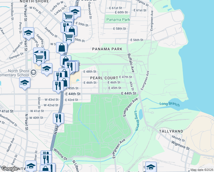 map of restaurants, bars, coffee shops, grocery stores, and more near 351 East 45th Street in Jacksonville