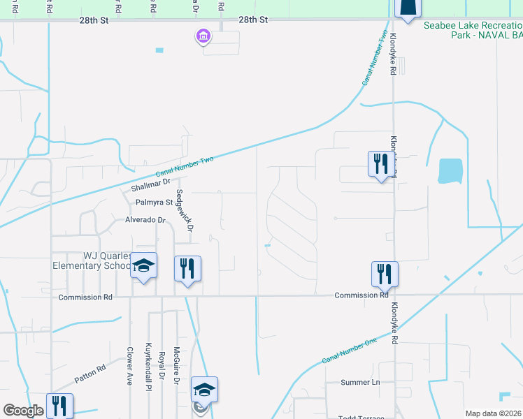 map of restaurants, bars, coffee shops, grocery stores, and more near 6020-6082 Harvest Lane in Long Beach