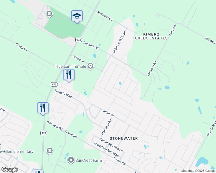 map of restaurants, bars, coffee shops, grocery stores, and more near 14803 Bajada Road in Manor