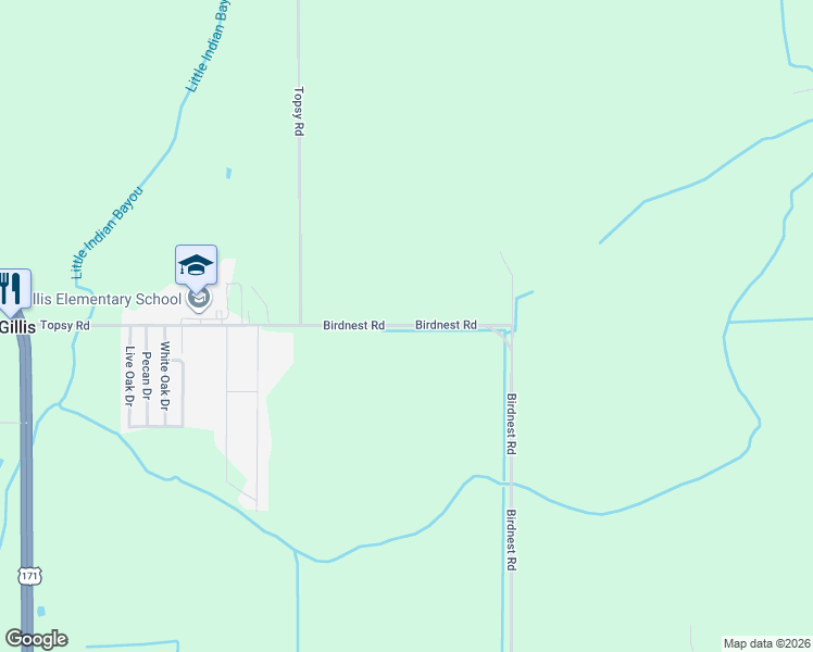 map of restaurants, bars, coffee shops, grocery stores, and more near 800 Birdnest Road in Lake Charles