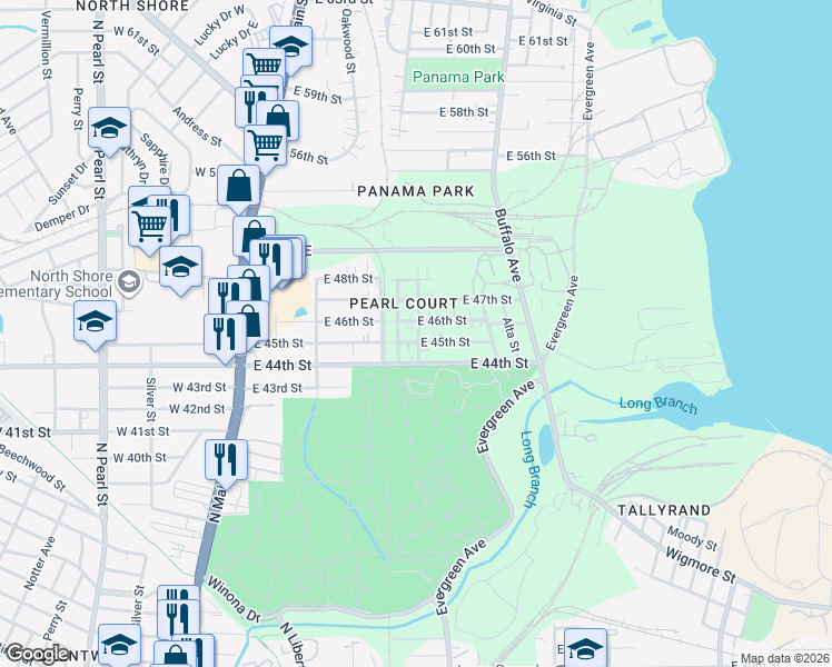 map of restaurants, bars, coffee shops, grocery stores, and more near 351 East 45th Street in Jacksonville