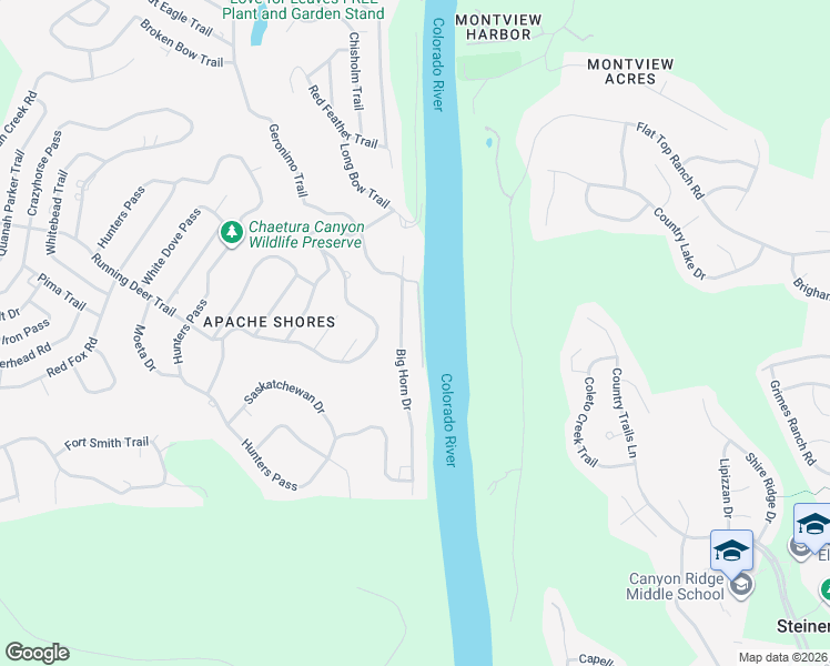 map of restaurants, bars, coffee shops, grocery stores, and more near 2307 Big Horn Drive in Austin