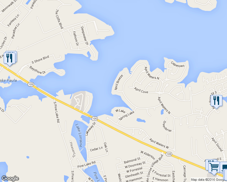 map of restaurants, bars, coffee shops, grocery stores, and more near 104 April Breeze in Montgomery