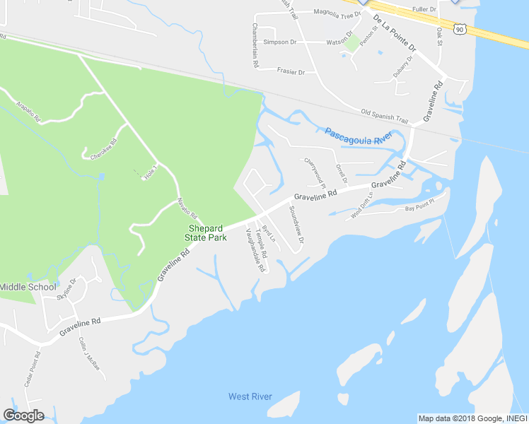 map of restaurants, bars, coffee shops, grocery stores, and more near 2212 Sandalwood Place in Gautier